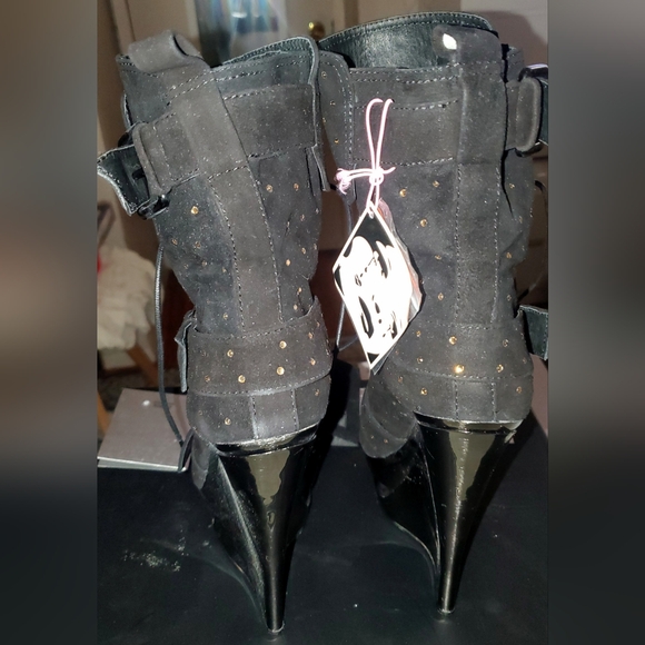 Ziginy Black Label leather rhinestone Studded Embellished Wedged Platforms sz 7 - Picture 5 of 12